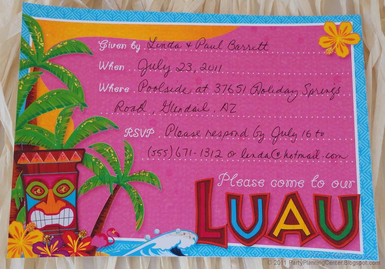 Party Planning Center: Free Printable Hawaiian Luau Party - Hawaiian Party Invitations Free Printable