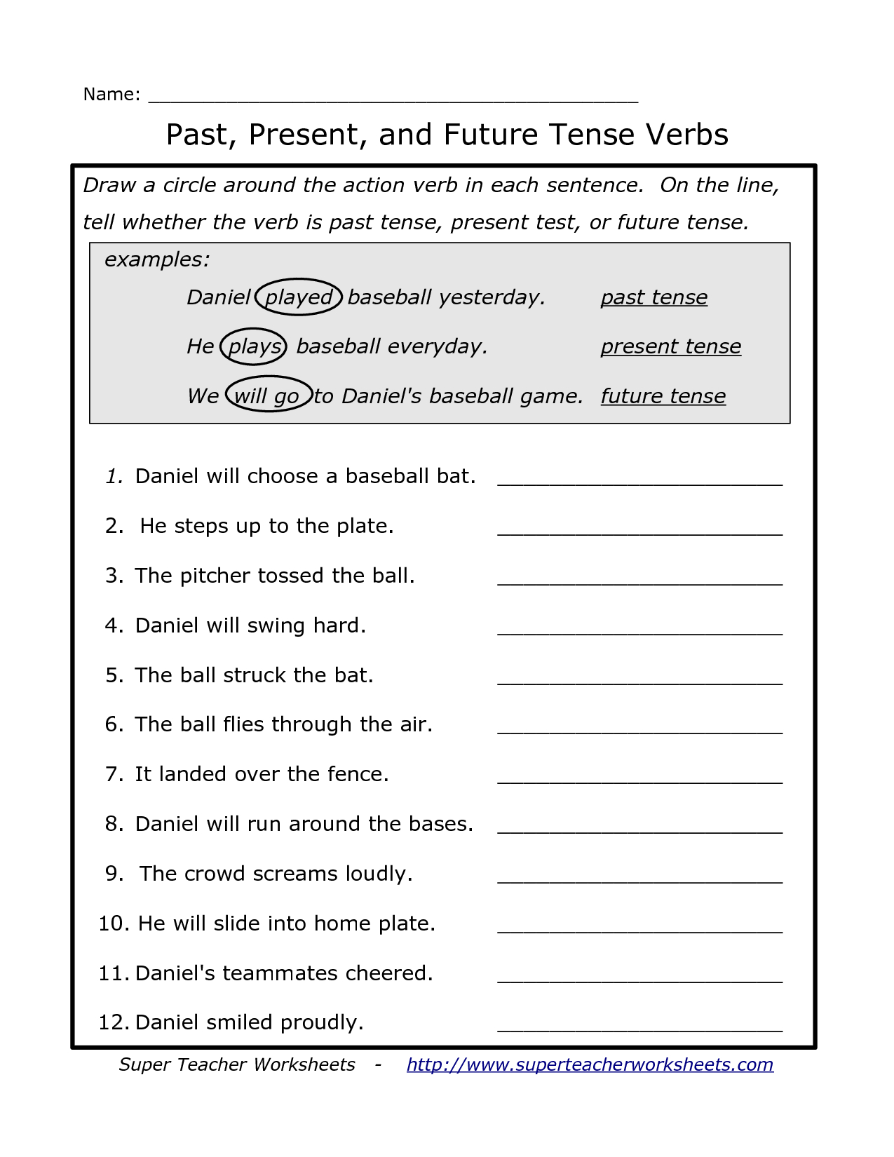 Past Present And Future Tense Verbs | Worksheets | Gramática Del - Free Printable Past Tense Verbs Worksheets