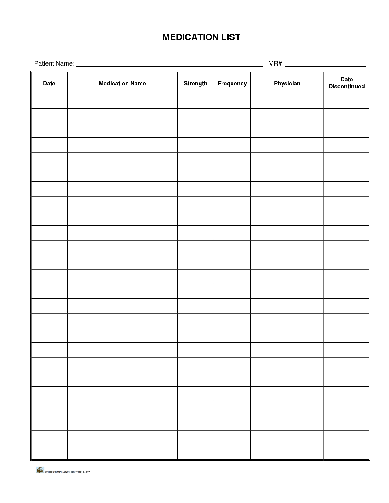 Fillable Medication Profile Form Printable Forms Free Online   Patientmedicationlisttemplate Groceries List Medication List Free Printable Medical Chart Forms 