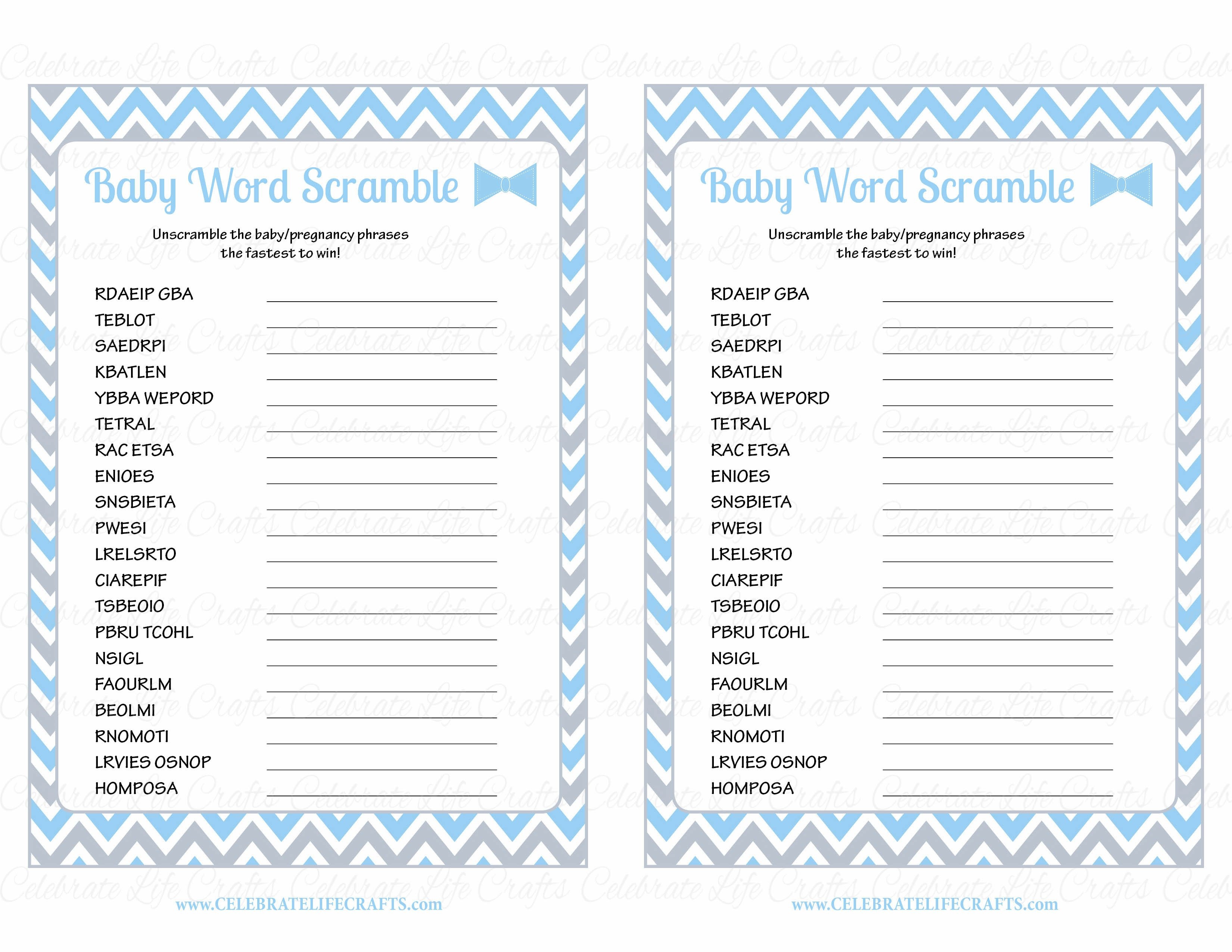 Perfect Ideas Baby Shower Games Baby Word Scramble Printable - Free Printable Baby Shower Games Word Scramble