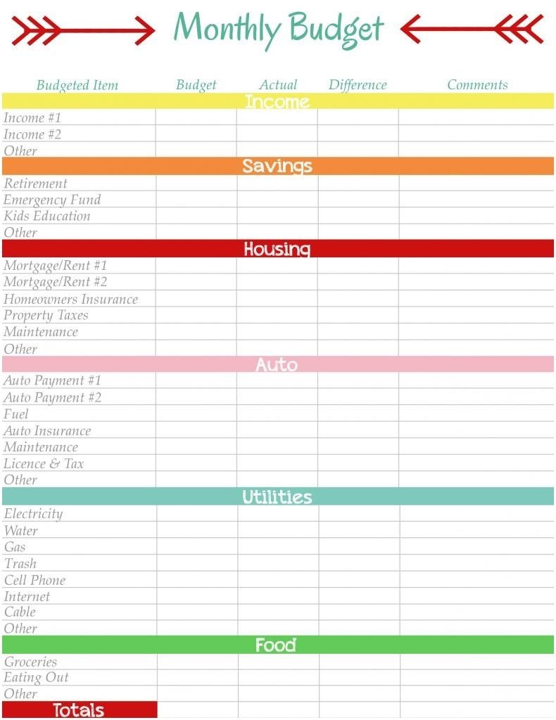 printable budget planner spreadsheet