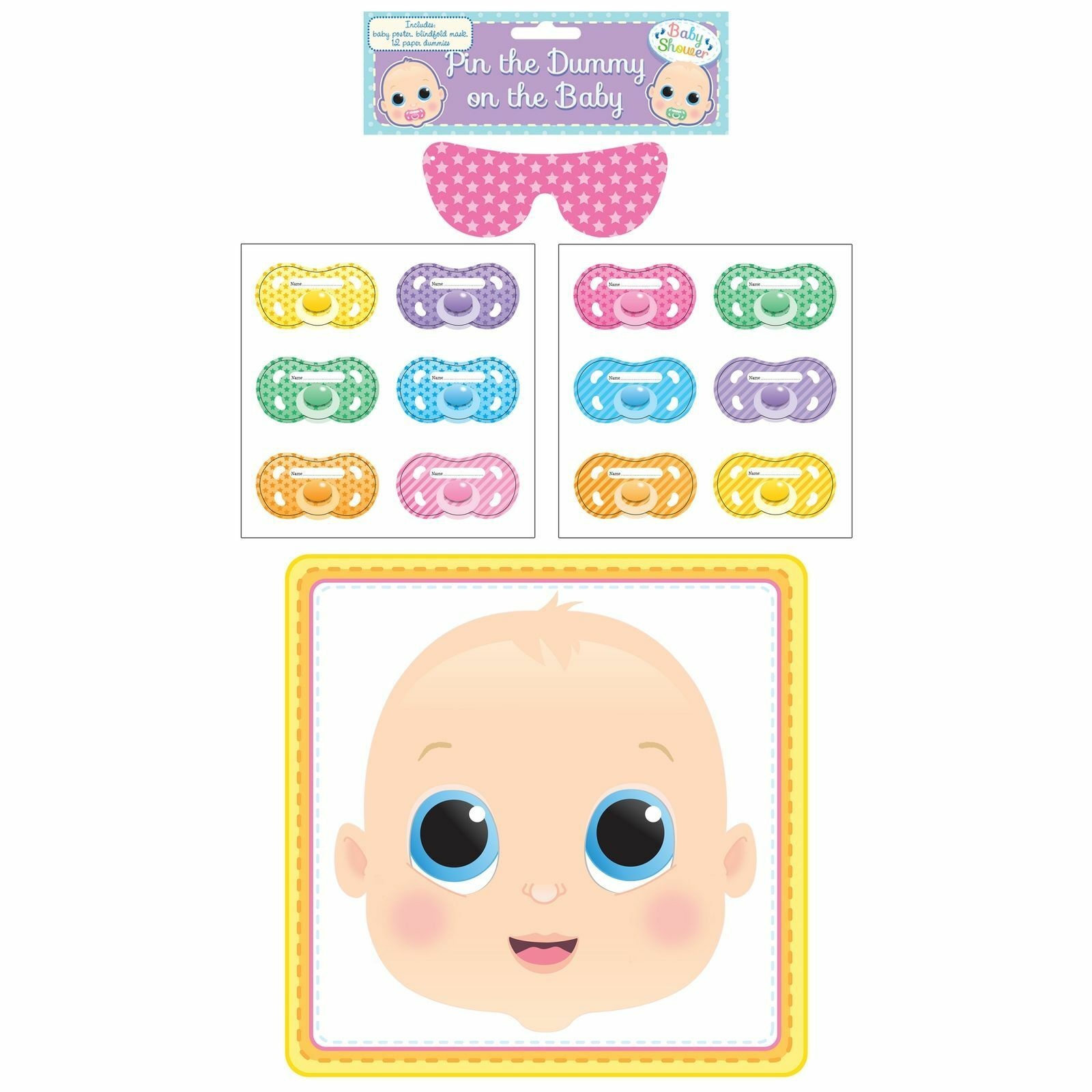 Pin Dummy On The Baby Fun Party Game Shower Celebration Sticker For - Pin The Dummy On The Baby Free Printable
