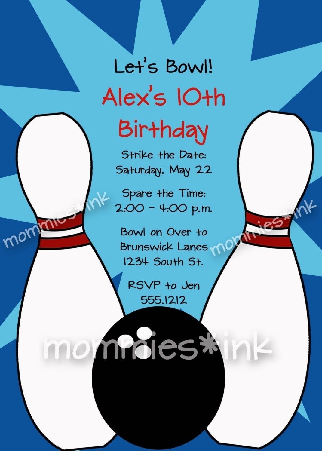 Pinadrianne Hoover On Kids Party Ideas | Bowling Party - Free Printable Bowling Birthday Party Invitations