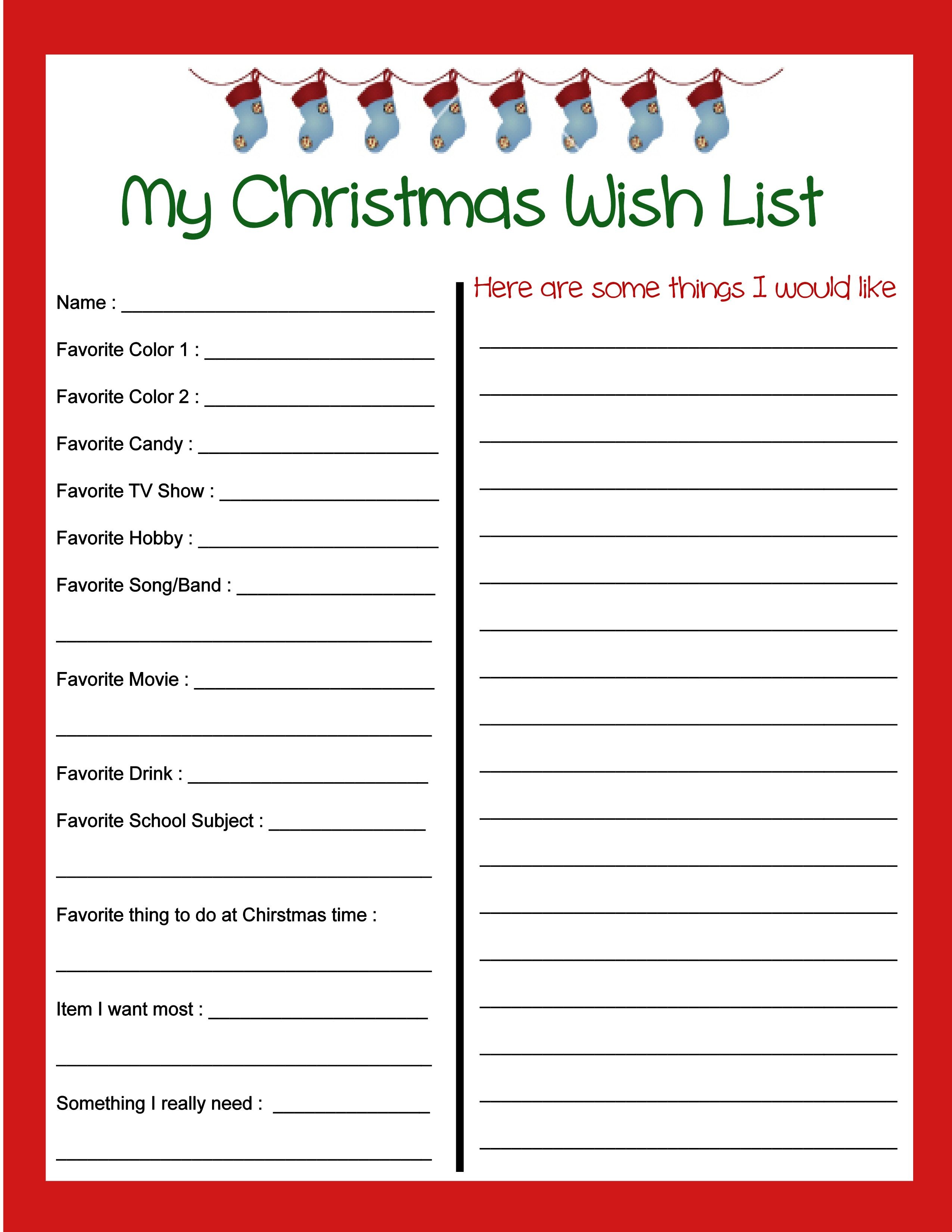 Pinbecky Stout On Christmas!!! | Christmas Wish List Template - Free Printable Christmas List Maker