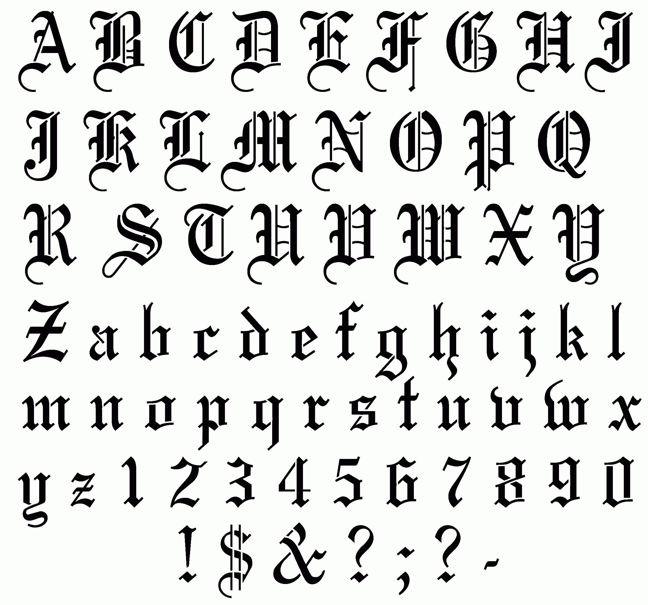 d old english font letters