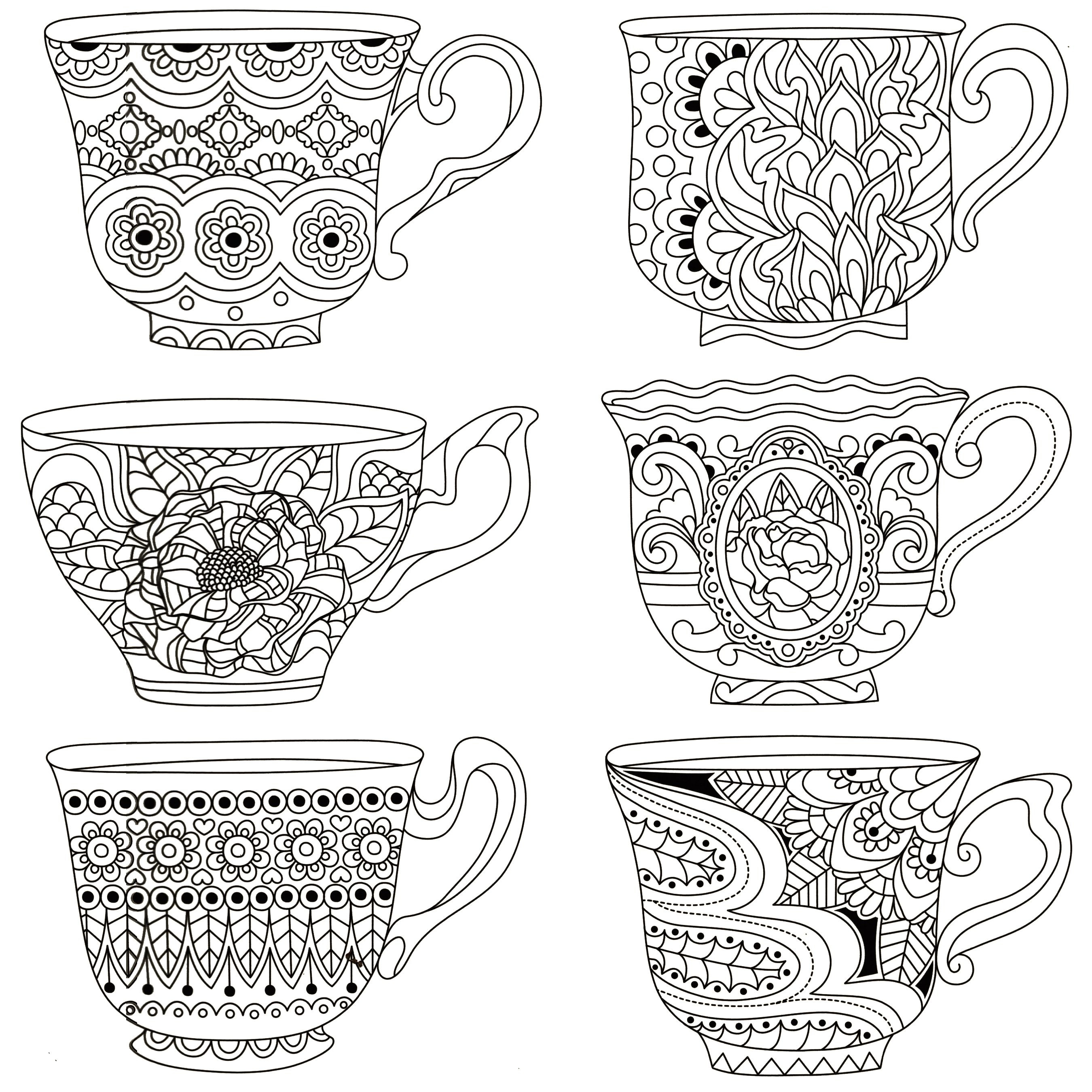 Pindeb Sherman On Coloring | Dover Coloring Pages, Free Adult - Free Printable Tea Cup Coloring Pages