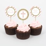 Pink And Gold First Communion Cupcake Topper   Printable Studio   Free Printable First Communion Cupcake Toppers