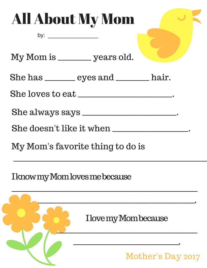 Free Printable Mother's Day Questionnaire Free Printable