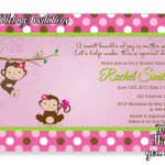 Pink Monkey Girl Baby Shower Invitation Pink Baby Girl | Etsy   Free Printable Monkey Girl Baby Shower Invitations