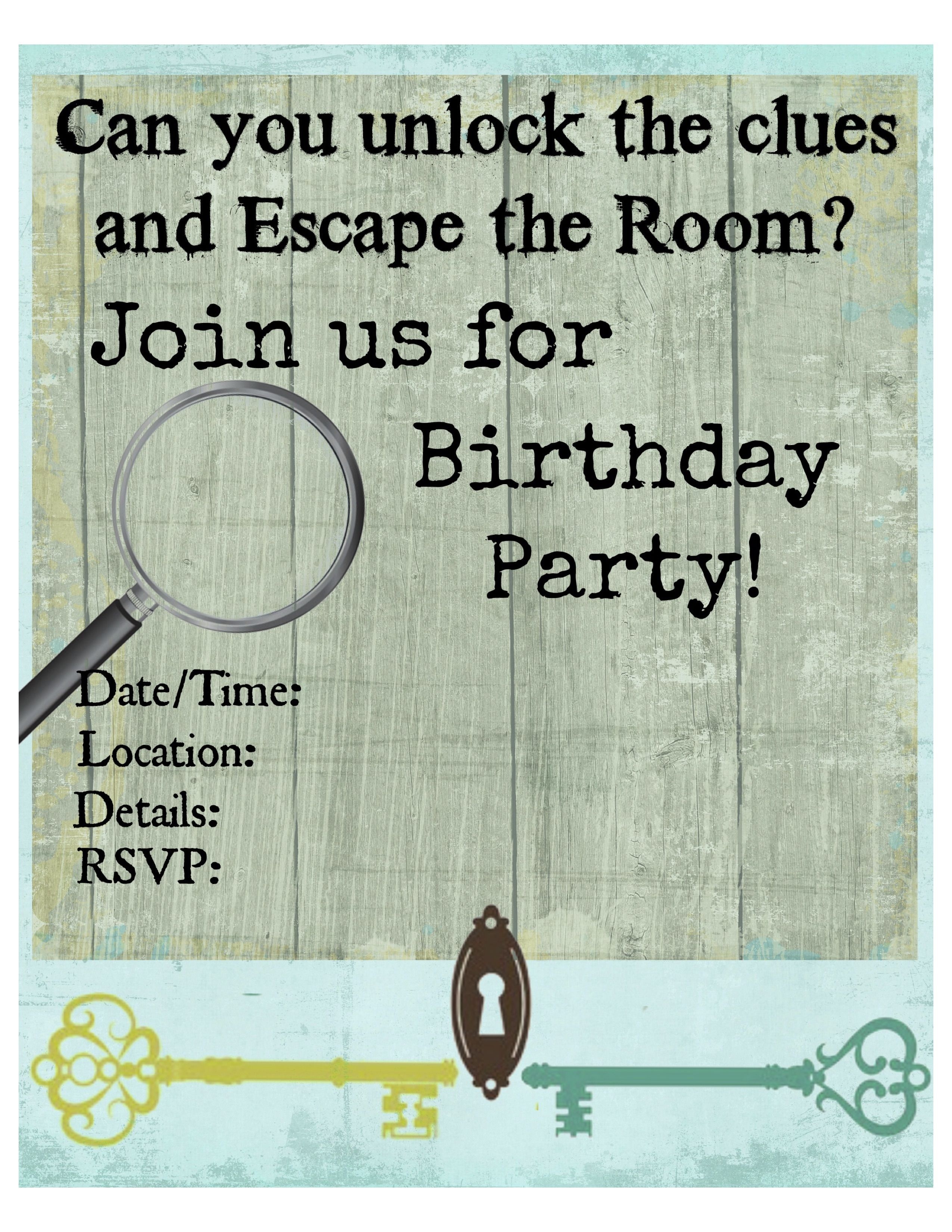 Escape Room Invitation Template Free