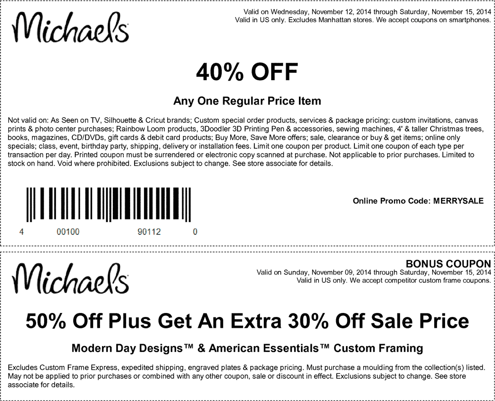 Pinned November 12Th: 40% Off A Single Item At Michaels, Or Online - Free Printable Michaels Coupons