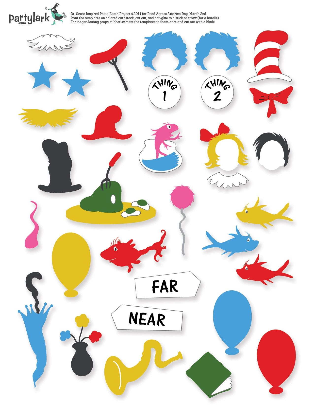 Pinparty Lark On Partytime March: Kiddos &amp; Printables | Dr Seuss - Free Printable Dr Seuss Photo Props