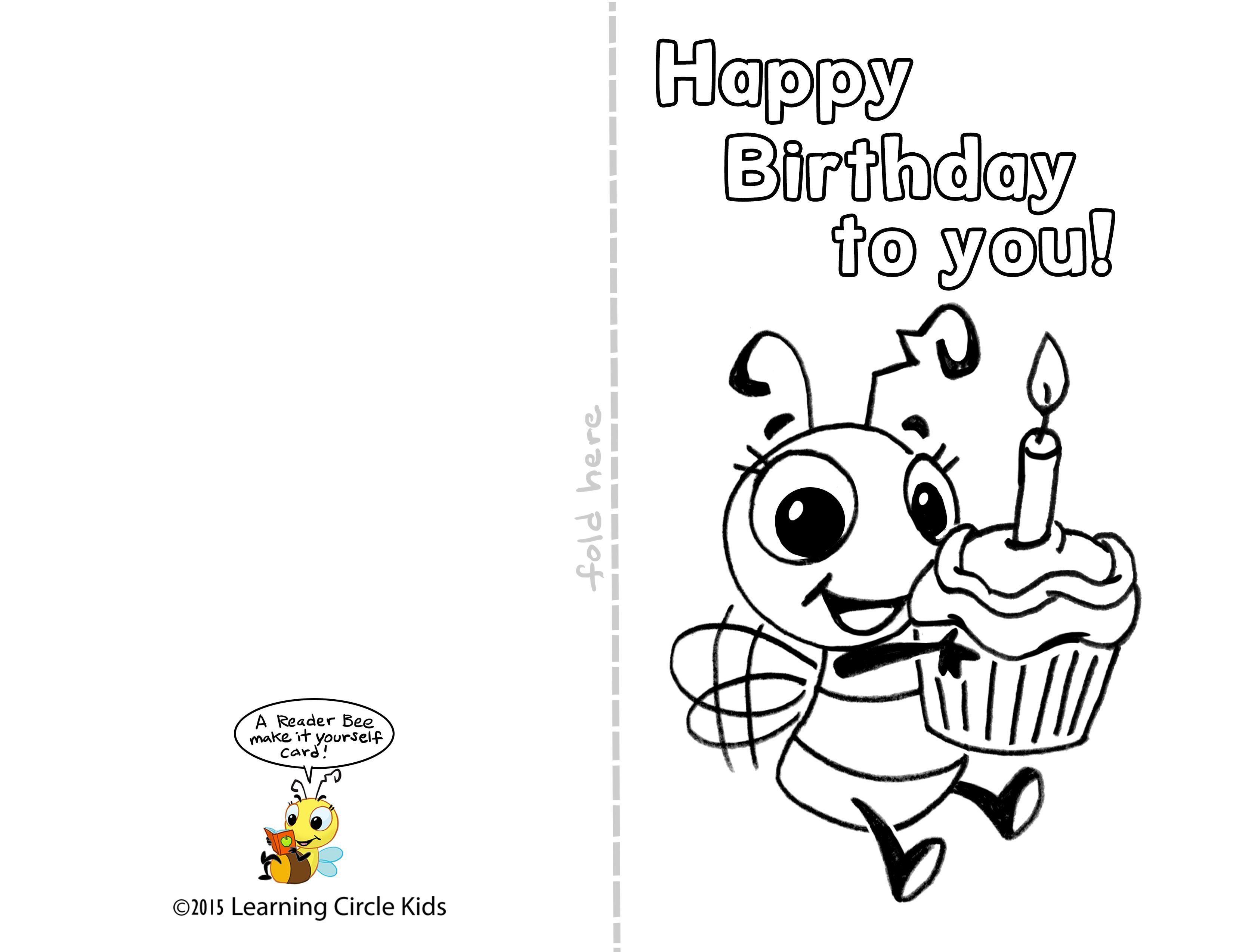 Pinreader Bee On Birthday Celebration - Bee Style | Free - Free Printable Birthday Cards For Kids
