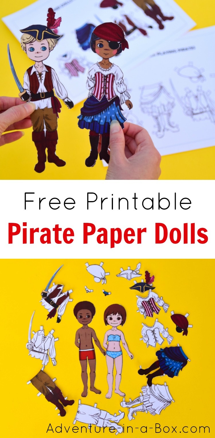 Pirate Dress-Up Paper Dolls: Free Printable Craft | Adventure In A Box - Free Printable Dress Up Paper Dolls