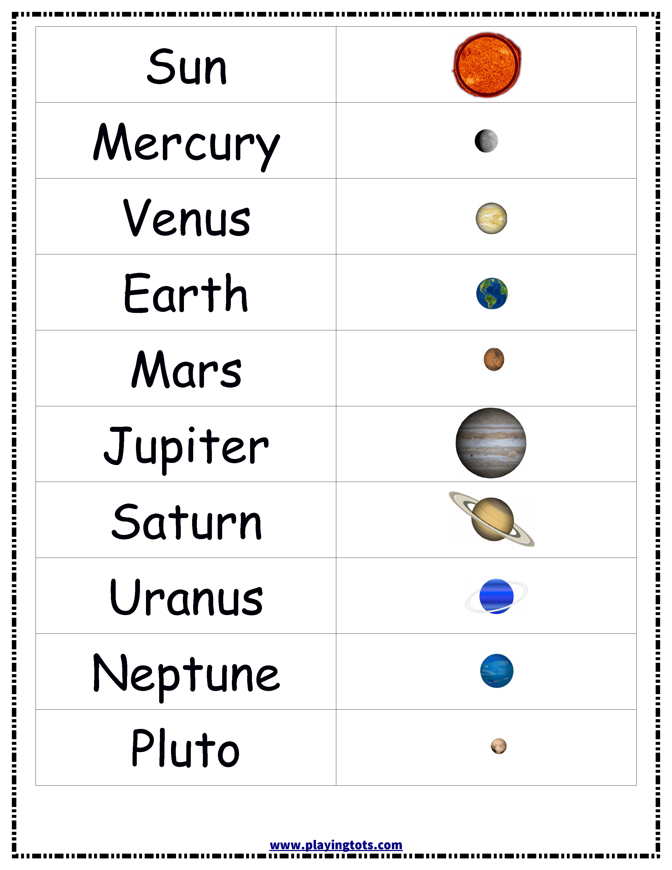 free printable solar system flashcards free printable