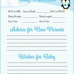 Prediction & Advice Cards   Printable Download   Blue Penguin Winter   Baby Prediction And Advice Cards Free Printable