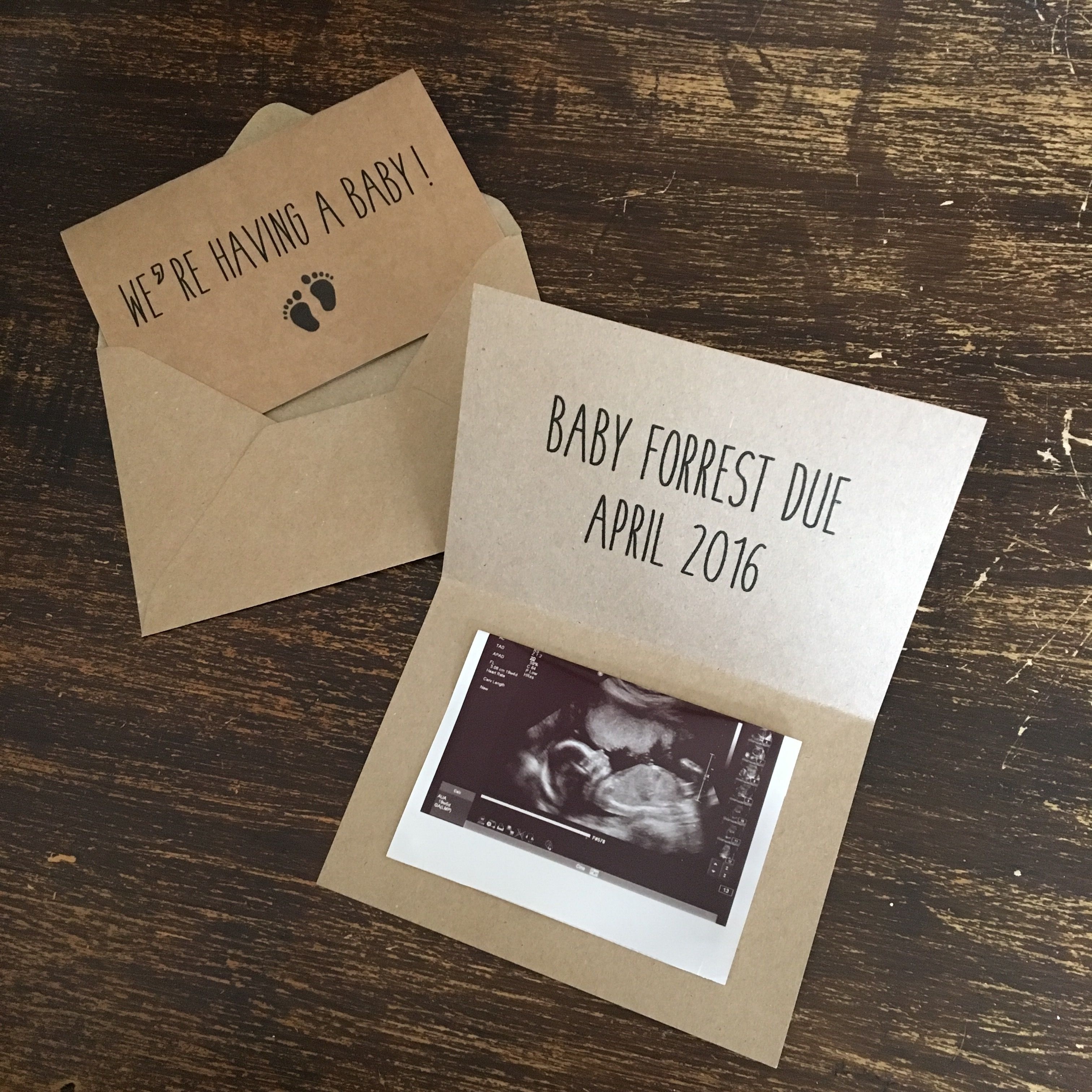 Pregnancy Announcement, Baby Feet, Kraft, Scan Picture Card - Free Printable Pregnancy Announcement Cards