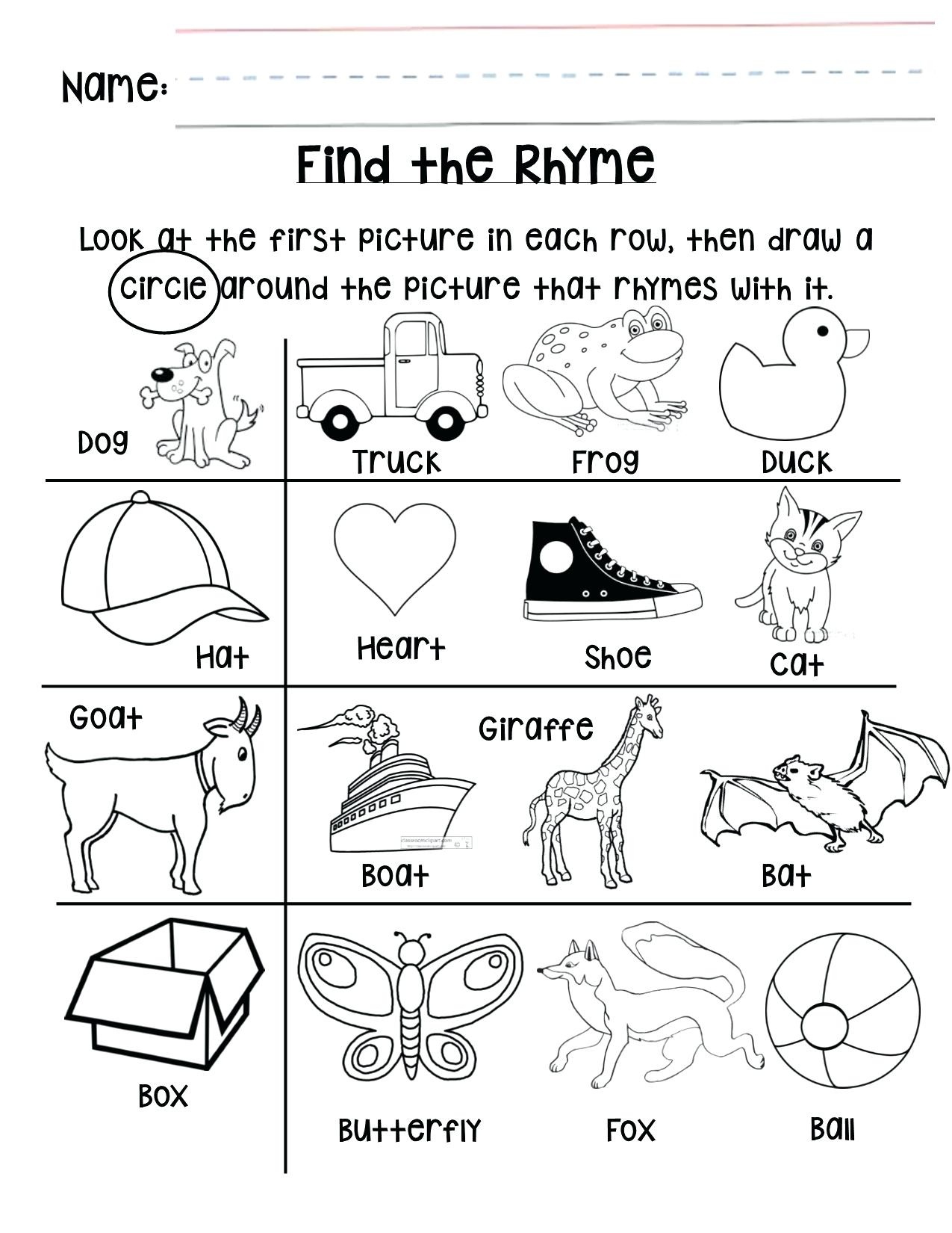 Preschool Rhyming Worksheets – Karyaqq.club - Free Printable Rhyming Activities For Kindergarten