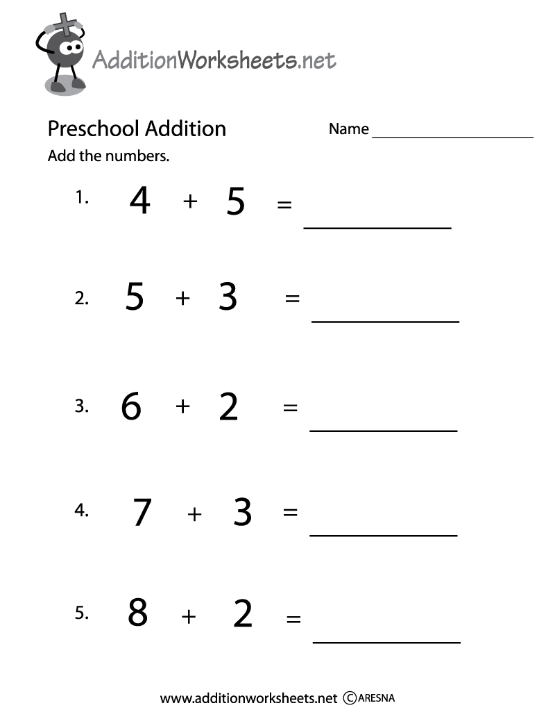 Preschool Simple Addition Worksheet Printable | Preschool Addition - Free Printable Simple Math Worksheets