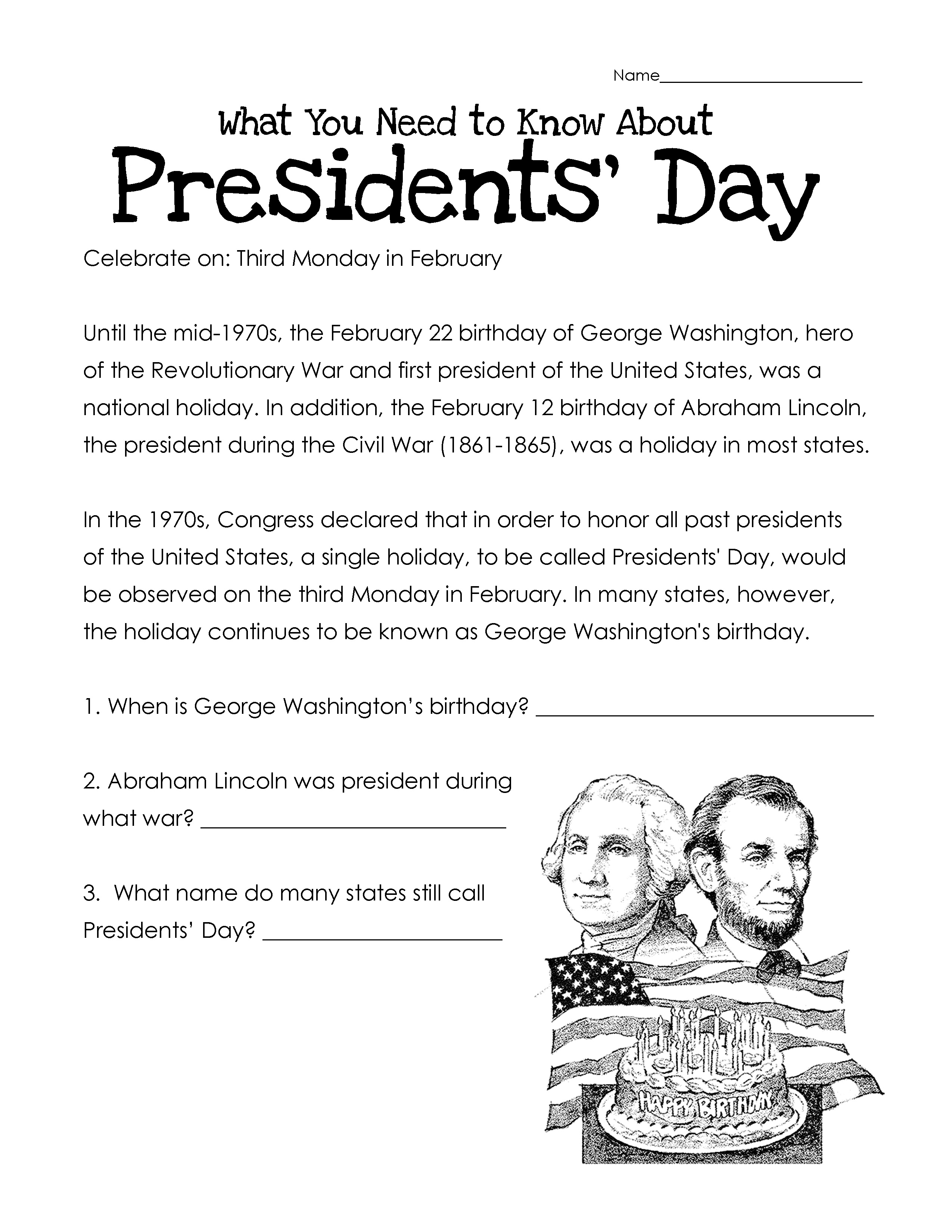 Presidents Day Worksheets - Best Coloring Pages For Kids - Free Printable Presidents Day Worksheets