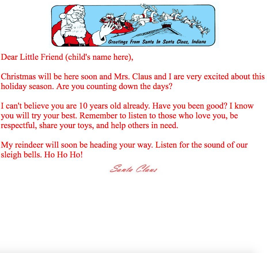 Print At Home Letters From Santa | Santa Claus Museum - Free Personalized Printable Letters From Santa Claus