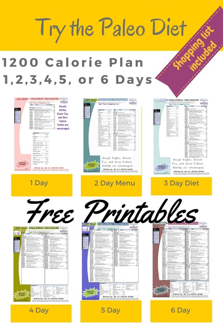 Free Printable 1200 Calorie Diet Menu