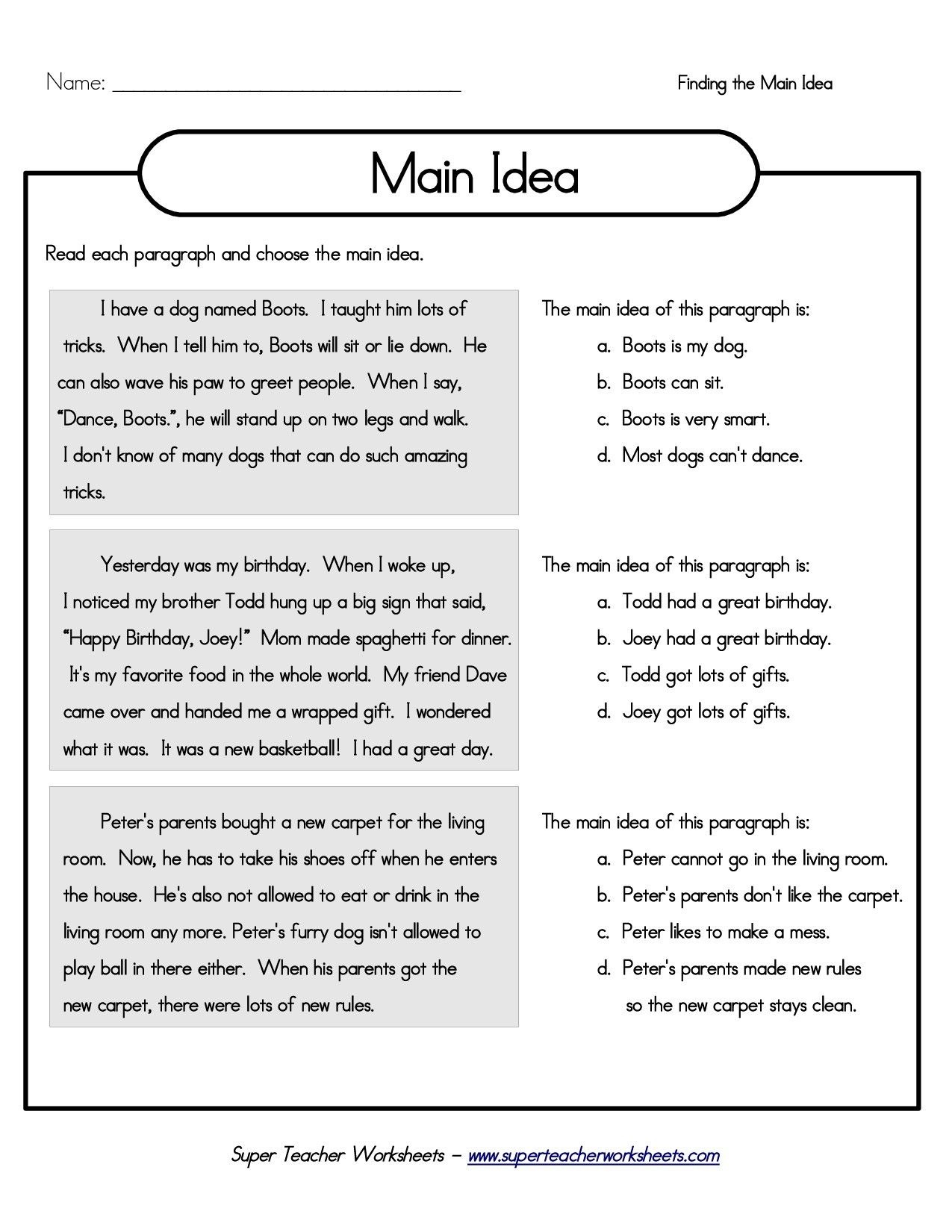Free Printable Main Idea Graphic Organizer Free Printable