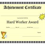 Printable Achievement Certificates Kids | Hard Worker Achievement   Free Printable Certificates Of Accomplishment