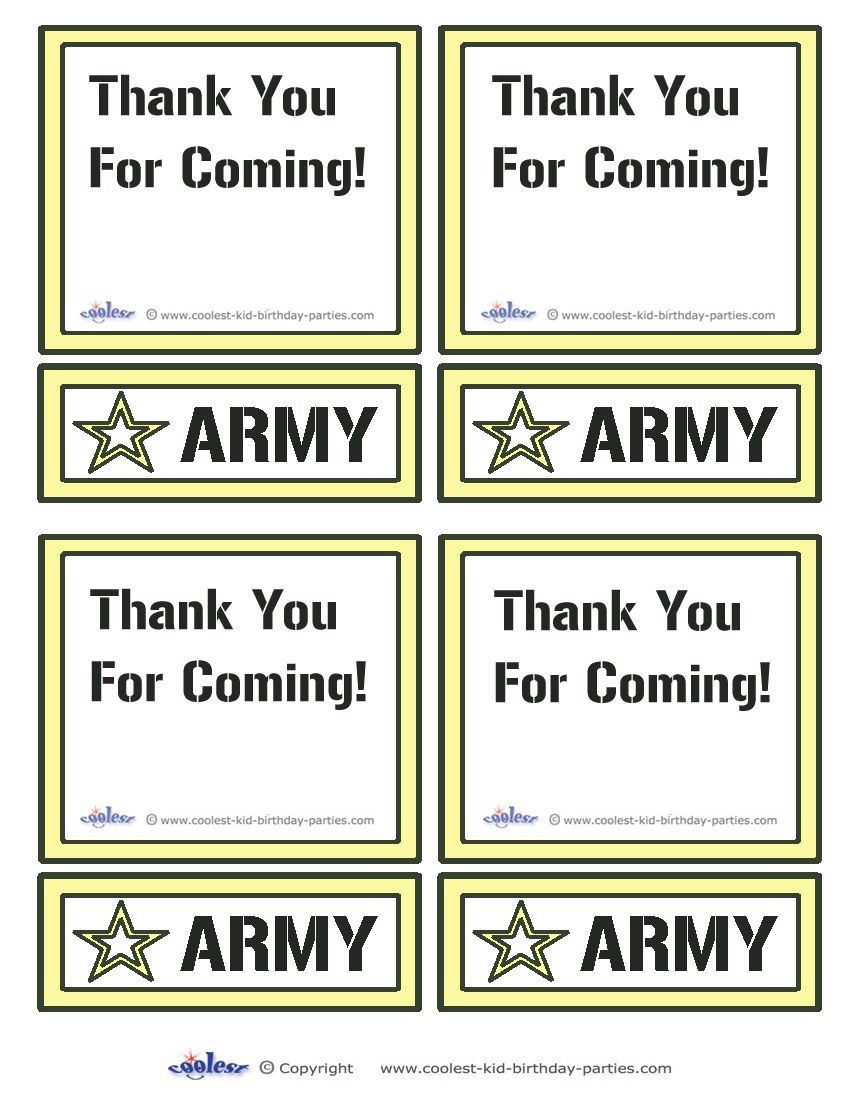 Printable Army Star Thank You Cards Coolest Free Printables | Boys - Military Thank You Cards Free Printable