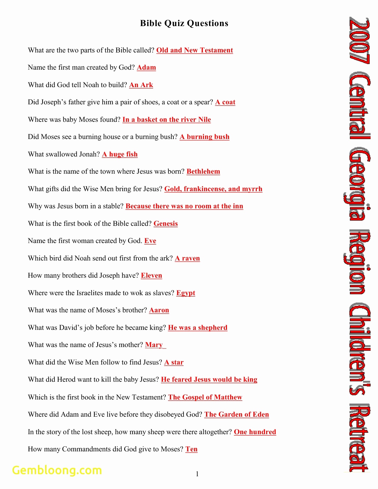 Printable Bible Trivia Questions With Answers The Best printable