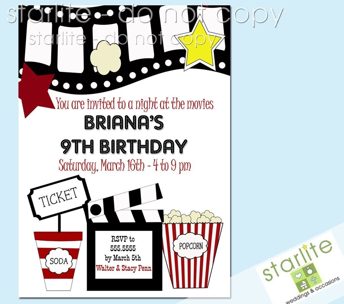 Printable Birthday Party Invitations Movie Theme | Movie Party - Movie Birthday Party Invitations Free Printable