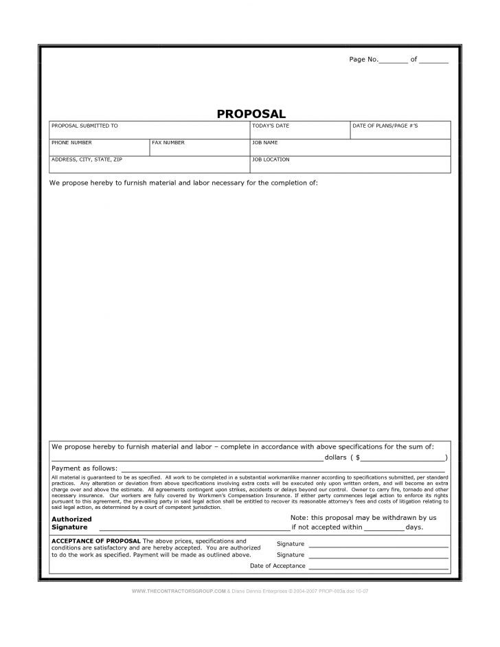 Free Printable Contractor Bid Forms
