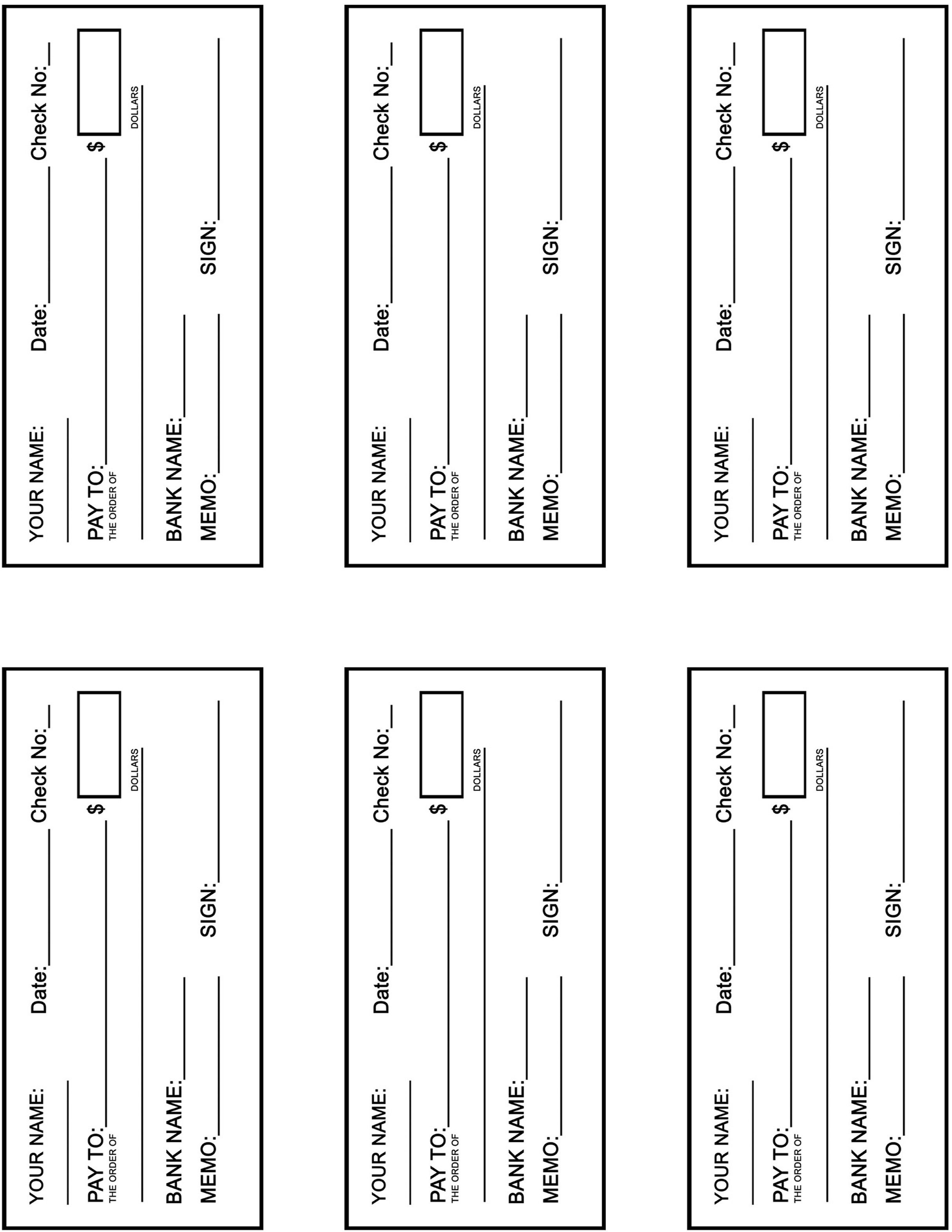 Blank Back Of Check Template