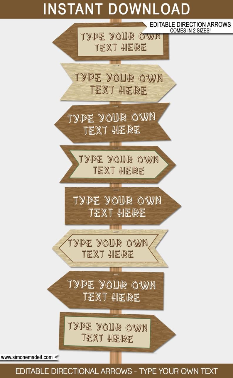 Printable Camping Signs Direction Arrows Instant Download | Etsy - Free Printable Camping Signs