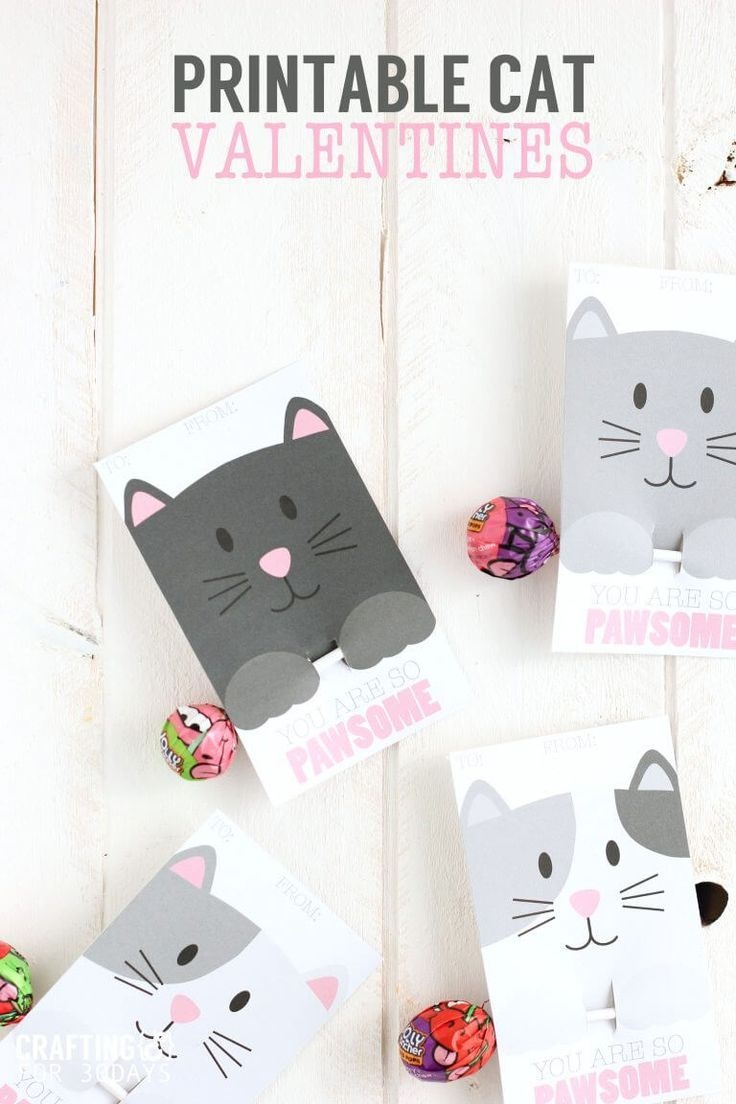 Printable Cat Valentine Day Cards | Valentine&amp;#039;s Day Ideas For Kids - Free Printable Cat Valentine Cards