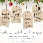 Printable Christmas Gift Tags | Kraft & White | Printable Gift Tags   Free Printable Gift Tags Personalized