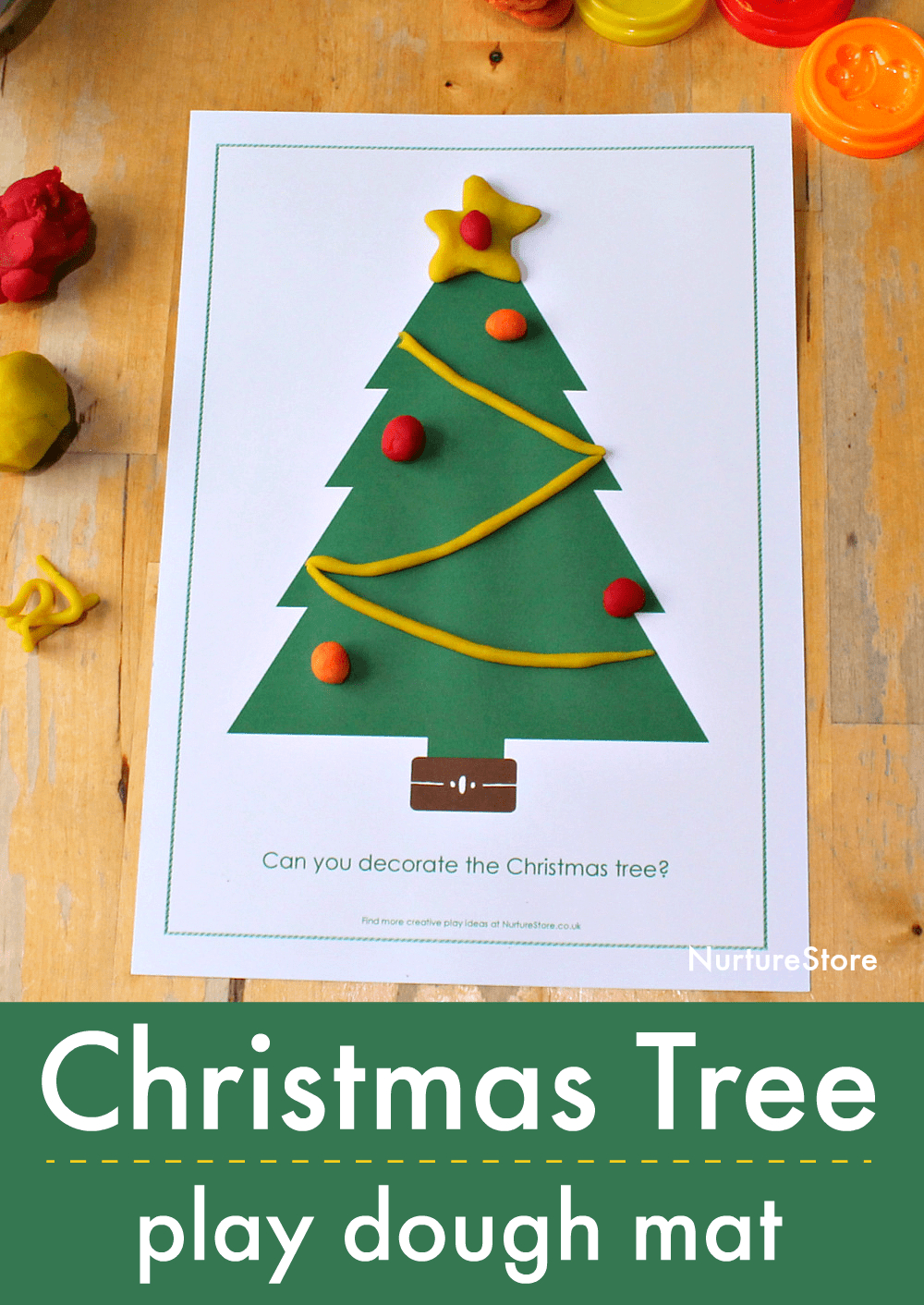 Printable Christmas Tree Play Dough Mat - Nurturestore - Free Printable Christmas Ornament Crafts