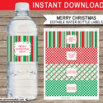 Printable Christmas Water Bottle Labels Template | Editable Text   Christmas Water Bottle Labels Free Printable