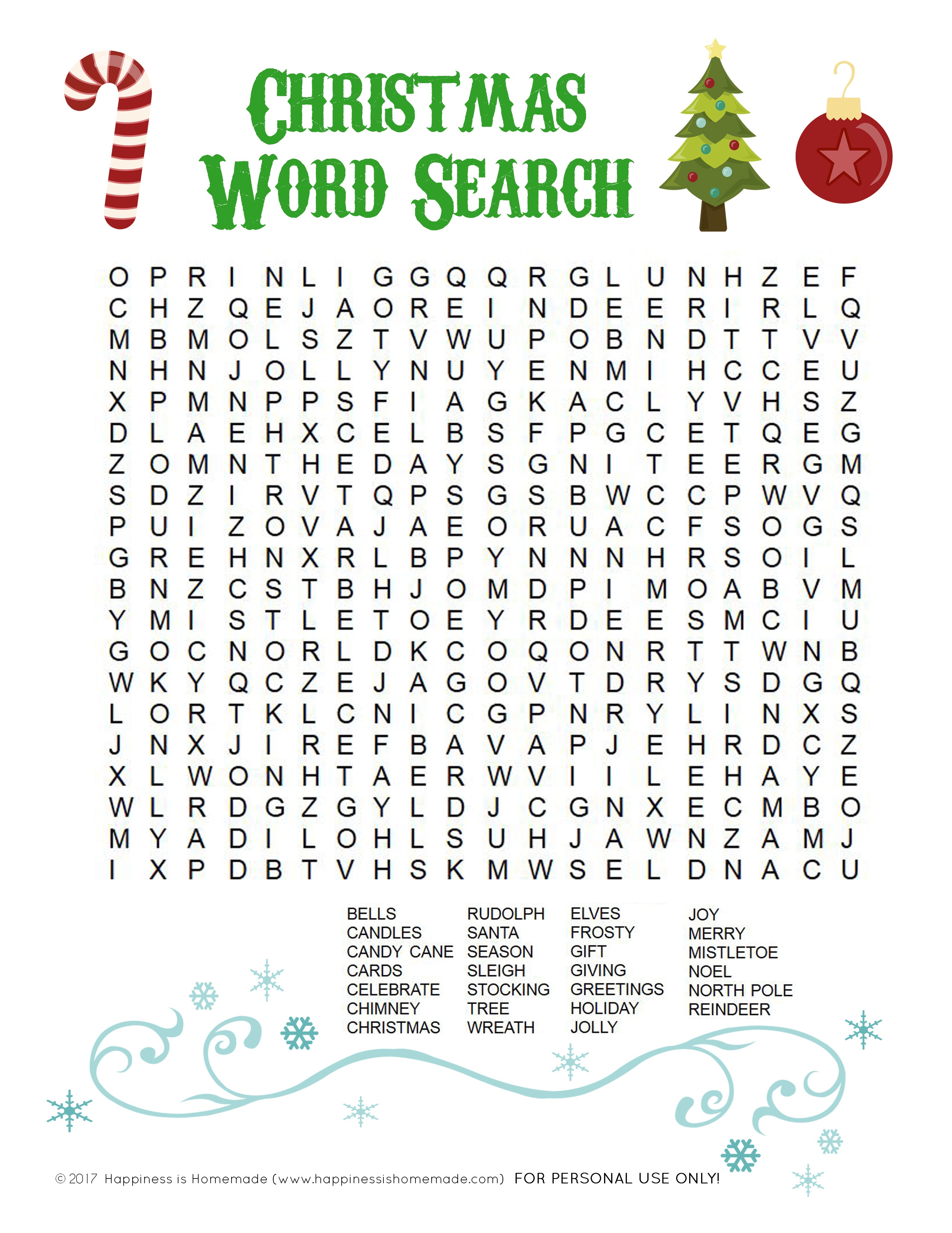 Printable Christmas Word Search For Kids &amp;amp; Adults - Happiness Is - Free Printable Christmas Puzzle Games