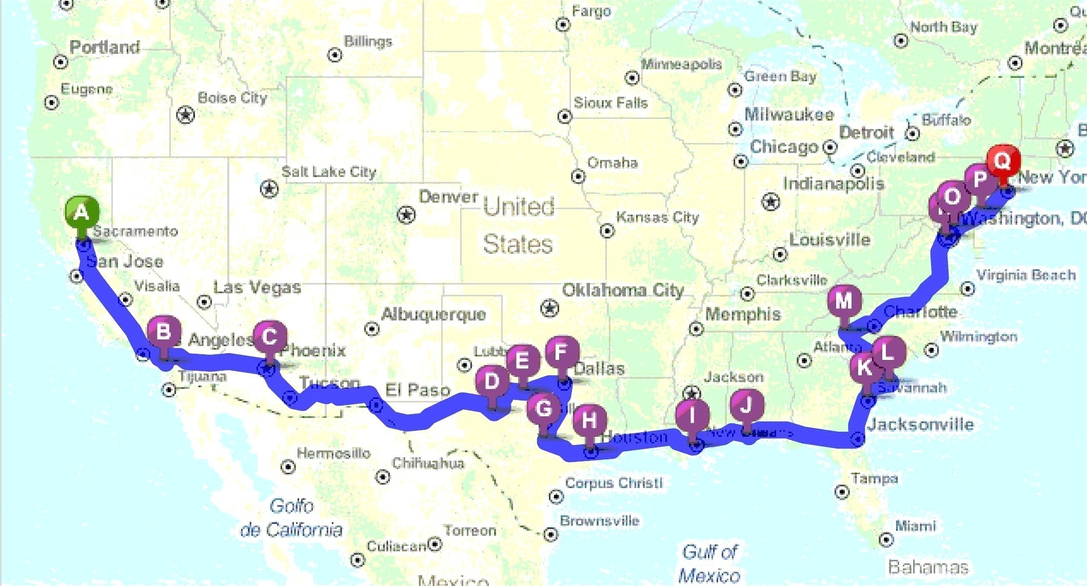 distance driving directions