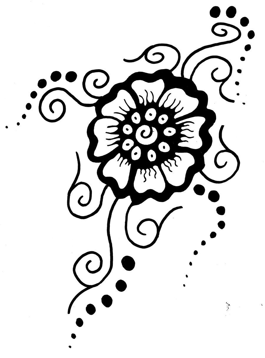 Printable Flower Stencil Patterns | Mehndi Flower - Free Printable Henna Tattoo Designs