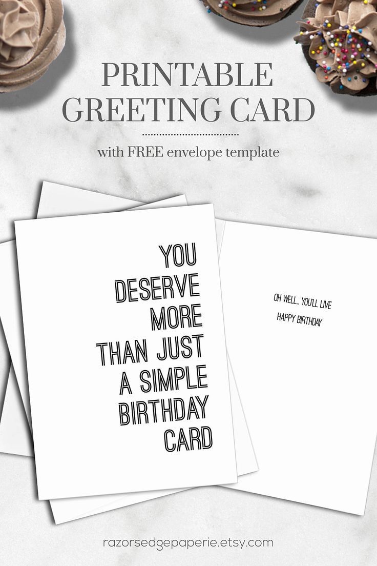 Printable Funny Birthday Card For Him Instant Download // Simple - Free Printable Birthday Cards For Him