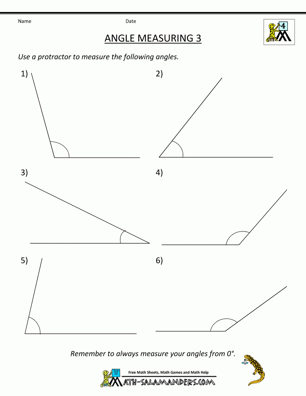 Printable Geometry Sheets Angle Measuring 3 | Classroom | Angles - Free Printable Geometry Worksheets For 3Rd Grade