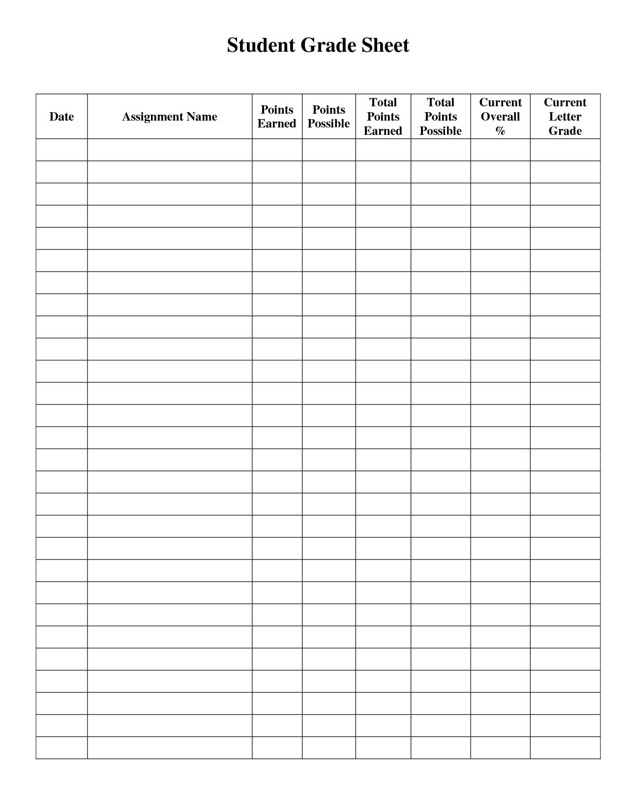 Printable Grade Sheet | Ellipsis - Free Printable Homework Assignment Sheets