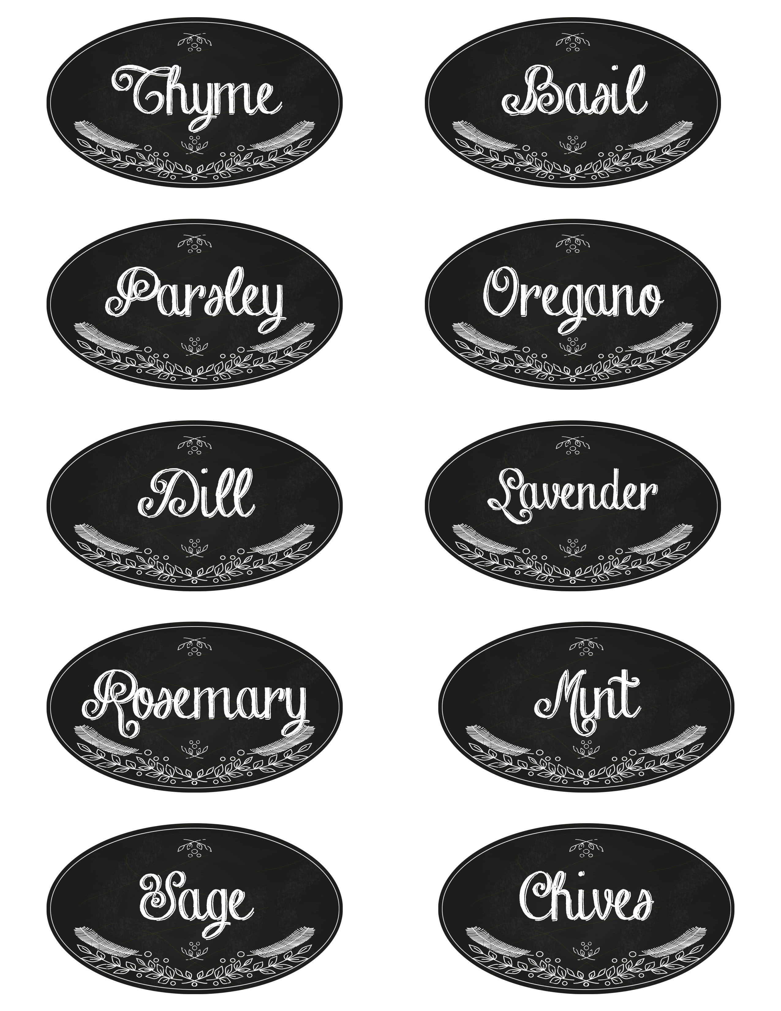 Printable Herb Labels