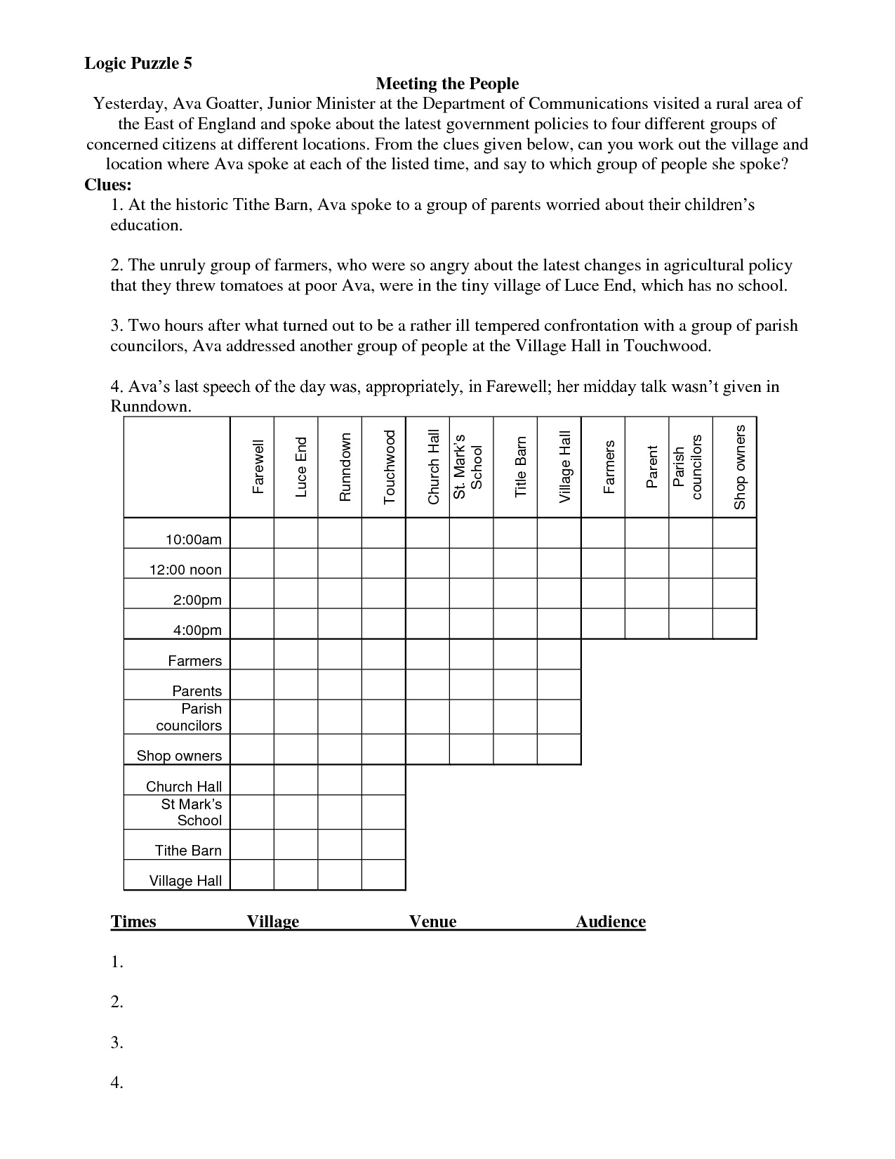 Free Printable Logic Puzzles Free Printable