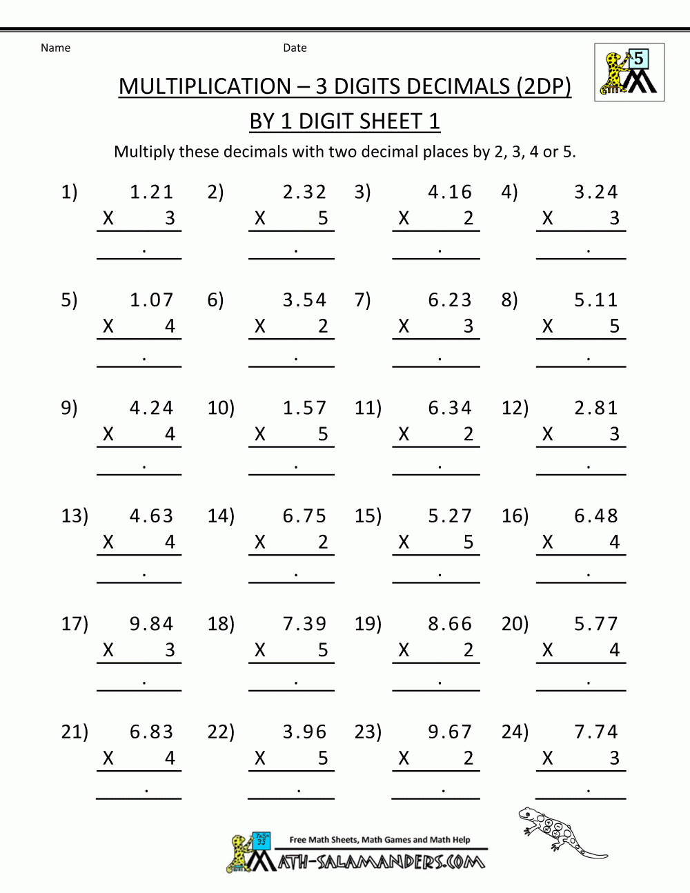 Printable Multiplication Sheet 5Th Grade - Free Printable Worksheets For 5Th Grade