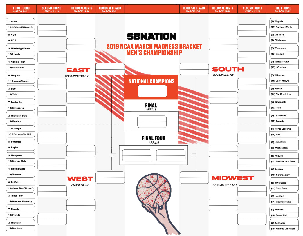 Printable Ncaa Bracket 2019: Make Your Predictions With Sb Nation&amp;#039;s - Free Printable Brackets Ncaa Basketball