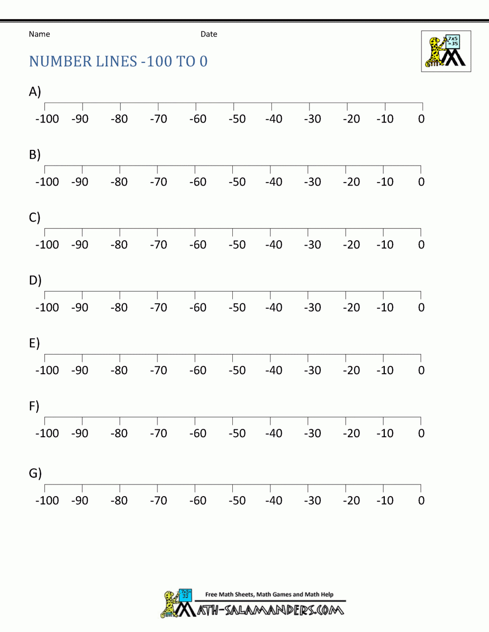 Printable Number Lines - Negative Numbers - Free Printable Number Line To 30