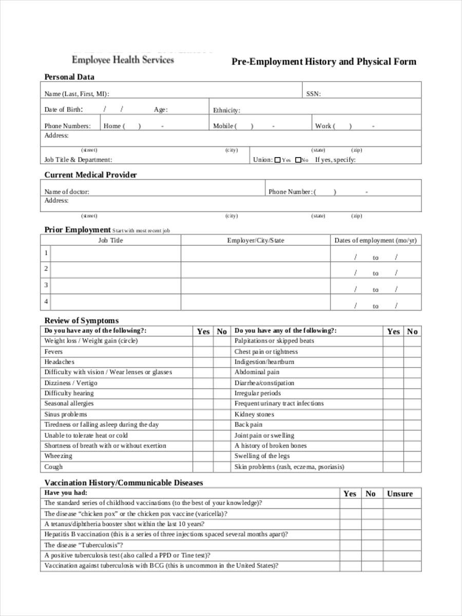 Printable Physical Form- 9+ Free Documents In Word, Pdf - Free Printable Physical Exam Forms